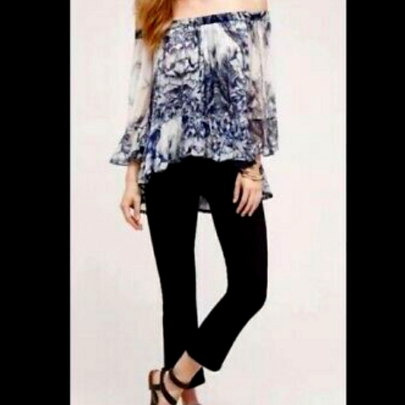 🍭HOST PICK🍭Anthropologie TRYB Sheer Off the Shoulder Top - Picture 2 of 6